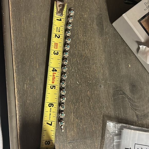 Floral Sterling Silver and Teal Crystal Bracelet - Picture 3 of 3